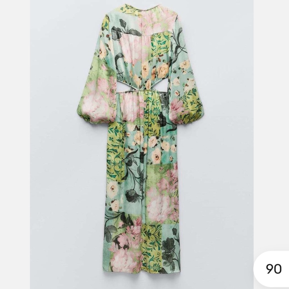 ZARA FLORAL PRINT CUT OUT DRESS - Picture 12 of 16